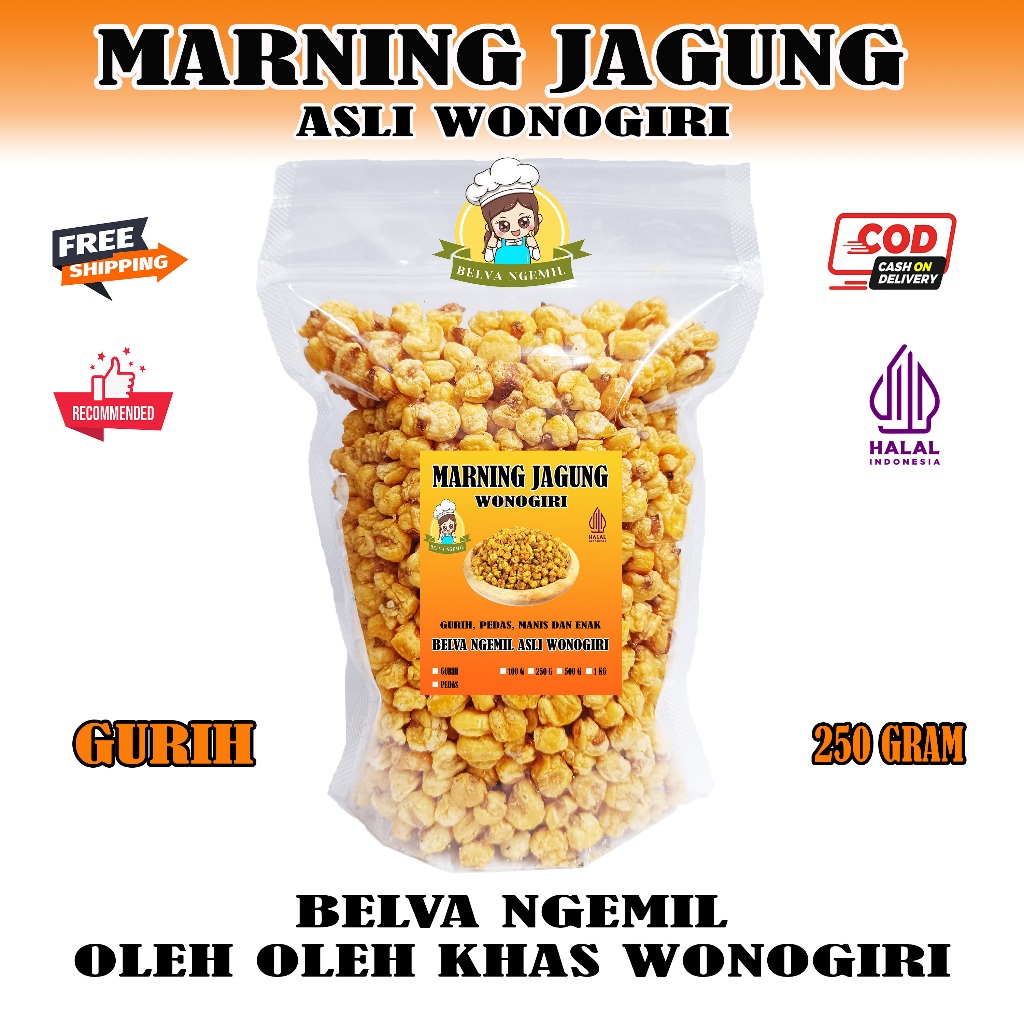 

MARNING JAGUNG / JAGUNG MARNING ASLI WONOGIRI PEDA GURIH 250 GRAM / MARNING JAGUNG WONOGIRI
