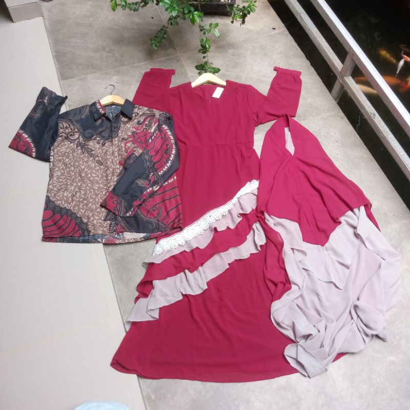 GAMIS CERUTY FULL FURING. SET SYARI CERUTY MEWAH