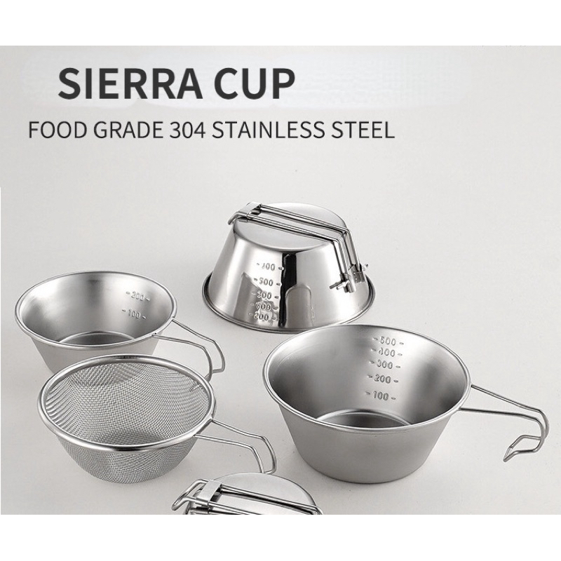 Sierra Cup Stainless Steel 304 | Gelas Lipat Mangkok Camping Panci Masak Mini Saringan Mie Mangkuk G