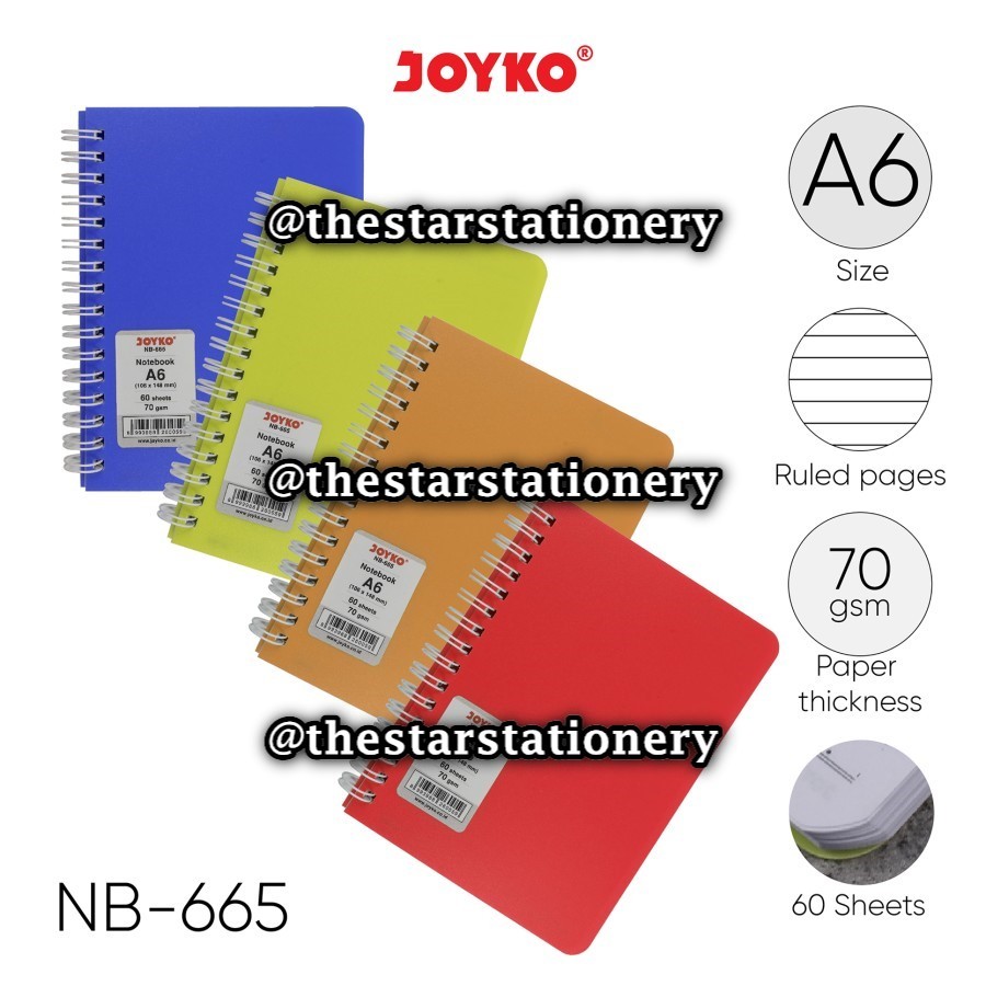 

(1 Biji) Spiral Book Joyko NB-665 A6 60 Lembar / Ruled Notebook Diary Agenda Buku Catatan Bergaris Joyko NB665 60 Lembar / Joyko NB 665