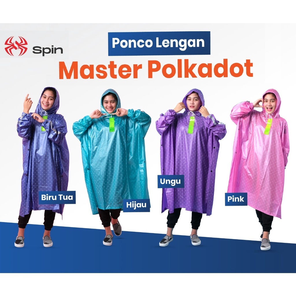 BEST SELLER  Jas Hujan Ponco Lengan Master Polkadot/Jas Hujan Master/Jas Hujan Ponco Lengan Merek Sp