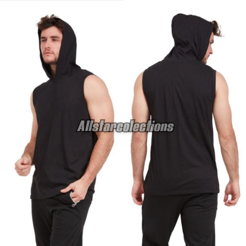Kaos Singlet Hoodie Sleeveless Olahraga Pria / Manset Hoodie/ Baselayer Hoodie / Manset Kupluk