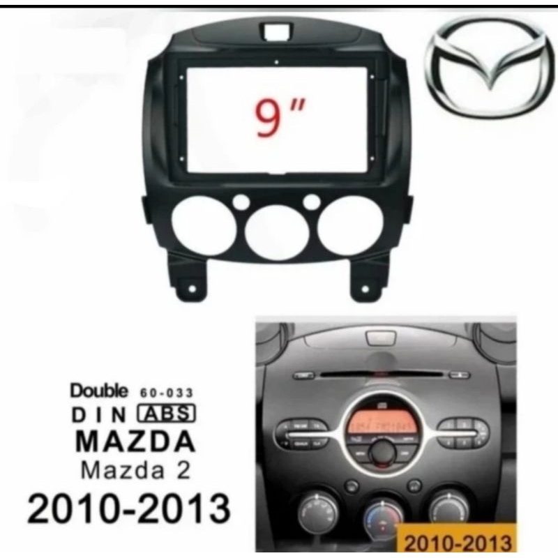 frame head unit android 9 inch mobil mazda 2