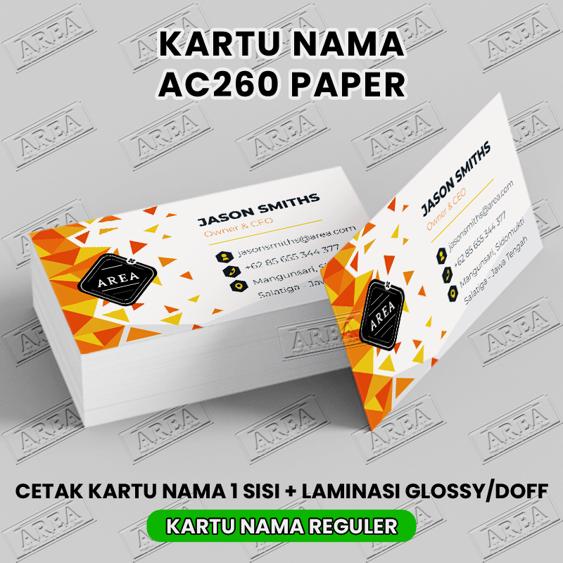 

Cetak Kartu Nama Satuan Custom 1 Sisi AC260 + Anti Gores/Laminasi