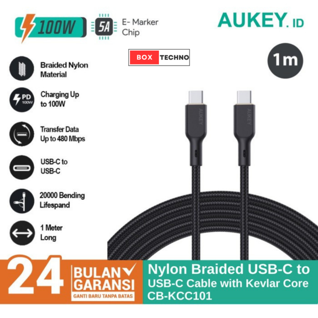 Kabel Data Charger AUKEY Type-C CB-KCC101 USB-C to USB-C 1M