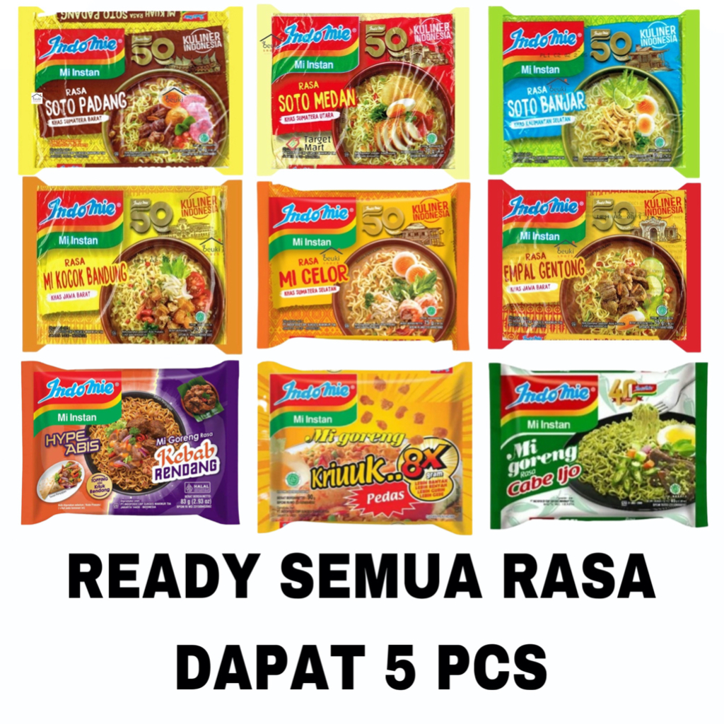 

(5 pcs) Mie sedaap rasa soto / ayam bawang / baso spesial / korean spicy soup / kari ayam / korean spicy / goreng isi 5 pcs