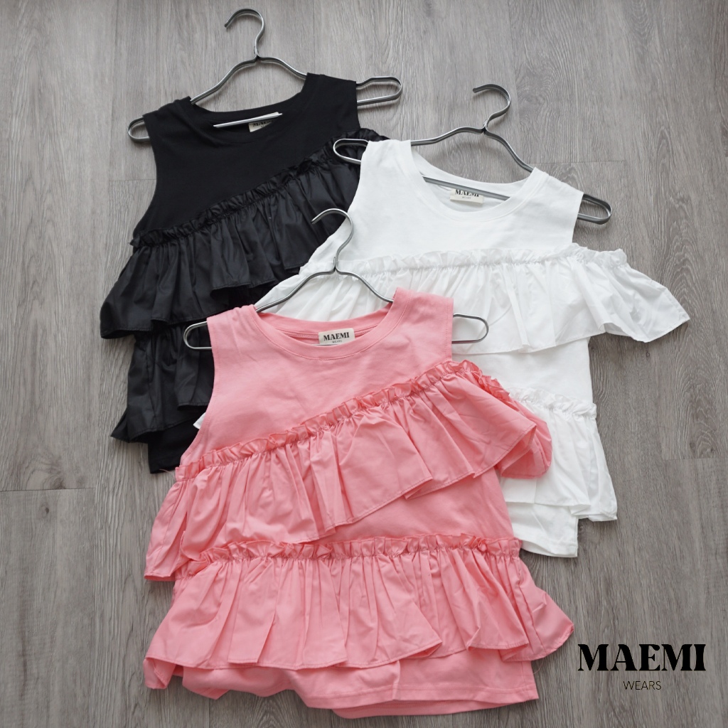 Bianca Top |Atasan Blouse Wanita Ruffle| Top Wanita Korea [MAEMI]