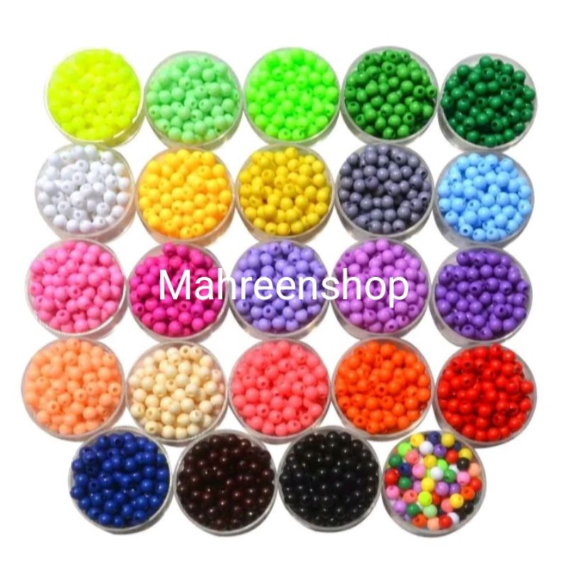20Gr Manik Kapur Mute Akrilik Manik Susu Mute Mote Bulat Pastel
