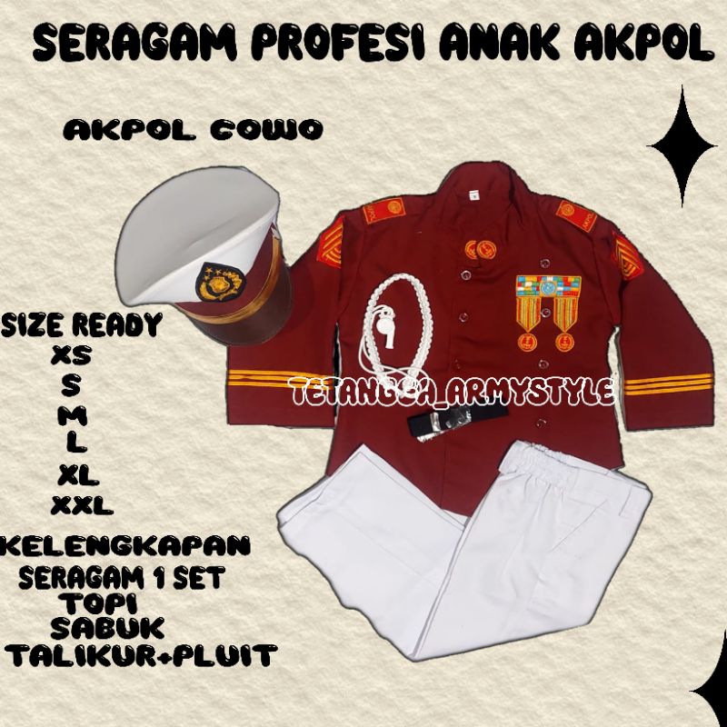 SERAGAM PROFESI ANAK AKPOL LAKI LAKI / baju setelan anak laki laki / baju anak / profesi anak