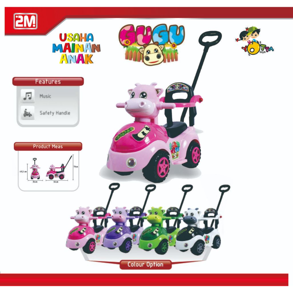 Mainan Anak Mobil Dorong Tunggang Karakter Sapi Animal Series Yotta Gugu