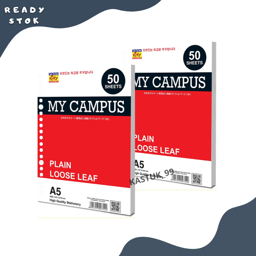 

LOOSE LEAF / REFILL BINDER KIKY/ LOOSE LEAF TANPA GARIS A5 50 KIKY (PACK)