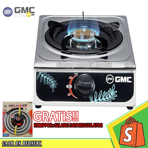 Kompor Gas GMC 1Tungku Stainliss / kompor 1 tungku murah/kompor 1 tungku + selang