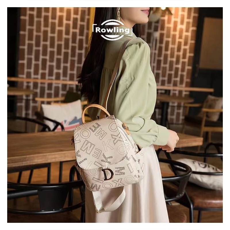QH Rowling (BG-11) Tas Ransel Wanita Retro MK D Tas Bahu Wanita Ransel Backpack Kecil Wanita Import