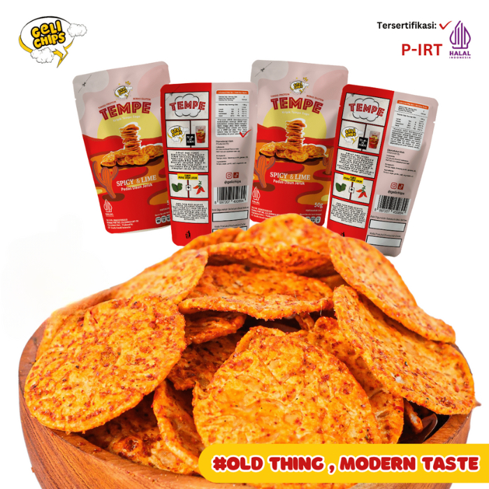 Keripik Tempe Sagu Kripik Pedas Merk Geli Chips Cemilan Kekinian