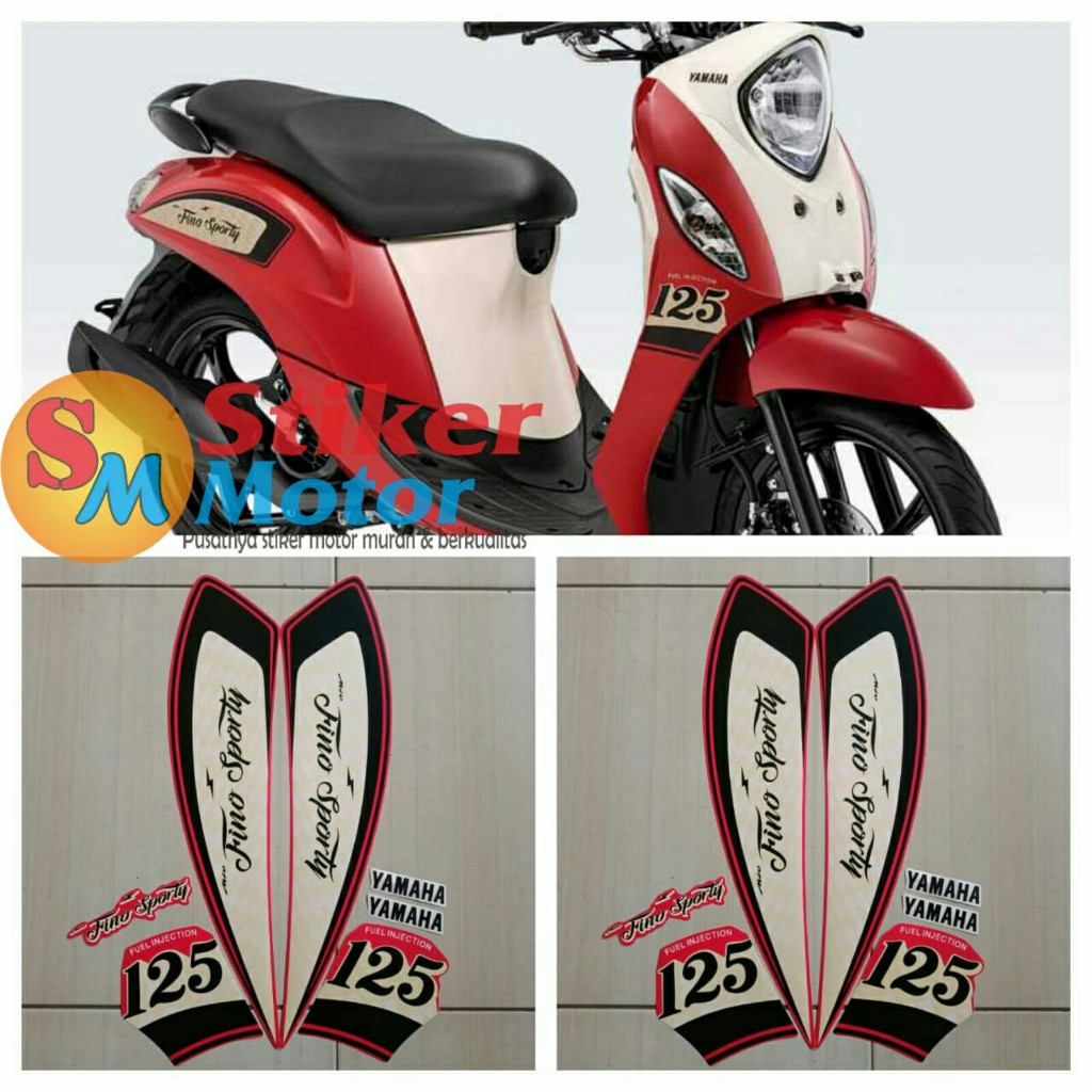 Stiker motor striping yamaha fino sporty 125 fi 2021 merah
