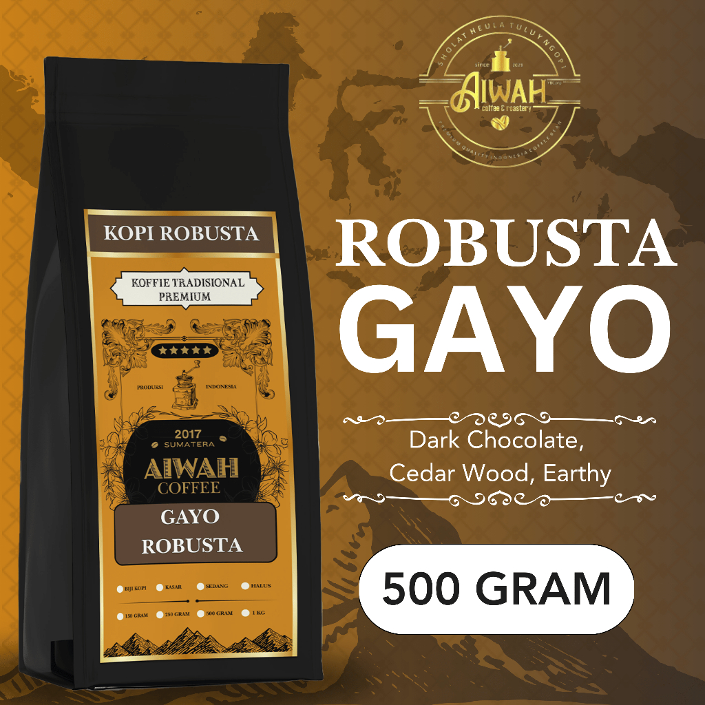 

Biji Kopi Bubuk Robusta Gayo Aceh Coffee Roast Bean Aiwah 500 Gr