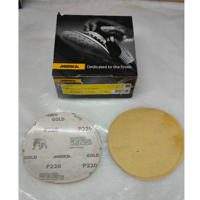 Amplas Bulat Kayu Besi Mirka 5 inch Stick it Gold Disc Grit P220 Orbital Sander Made in Finland