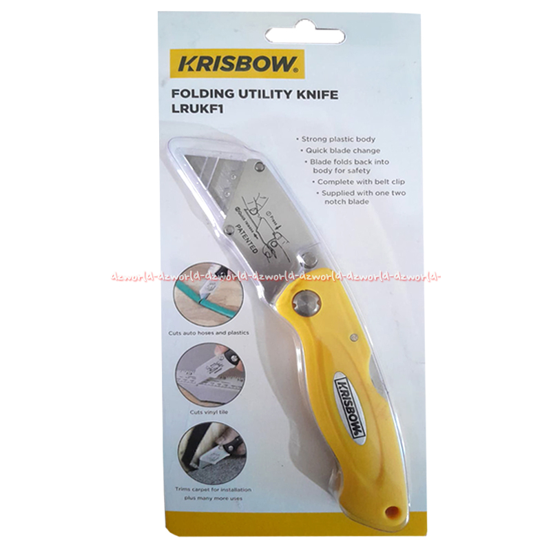 Krisbow Folding Utility Knife Pisau Cutter Lipat Praktis Warna Kuning Alat Kemah Craftman Kris Bow K