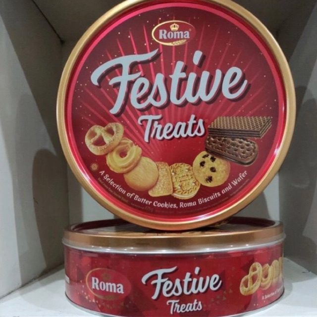 

Roma festive treats 675gr - Biskuit kaleng Exp 2025