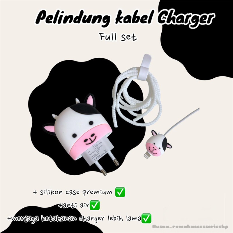 TERBARU Cable Bite Set Paket Cover Pelindung Kepala & Kabel Charger Spiral / Cable Set Protector - C