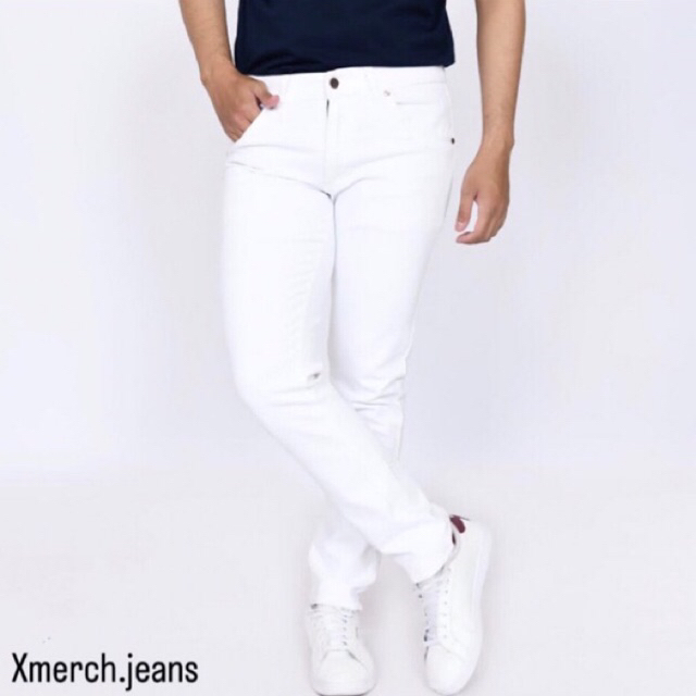 Skinny White Jeans Pria Size 27-34 / Celana Jeans Putih Pria Slimfit Hingga Big Size