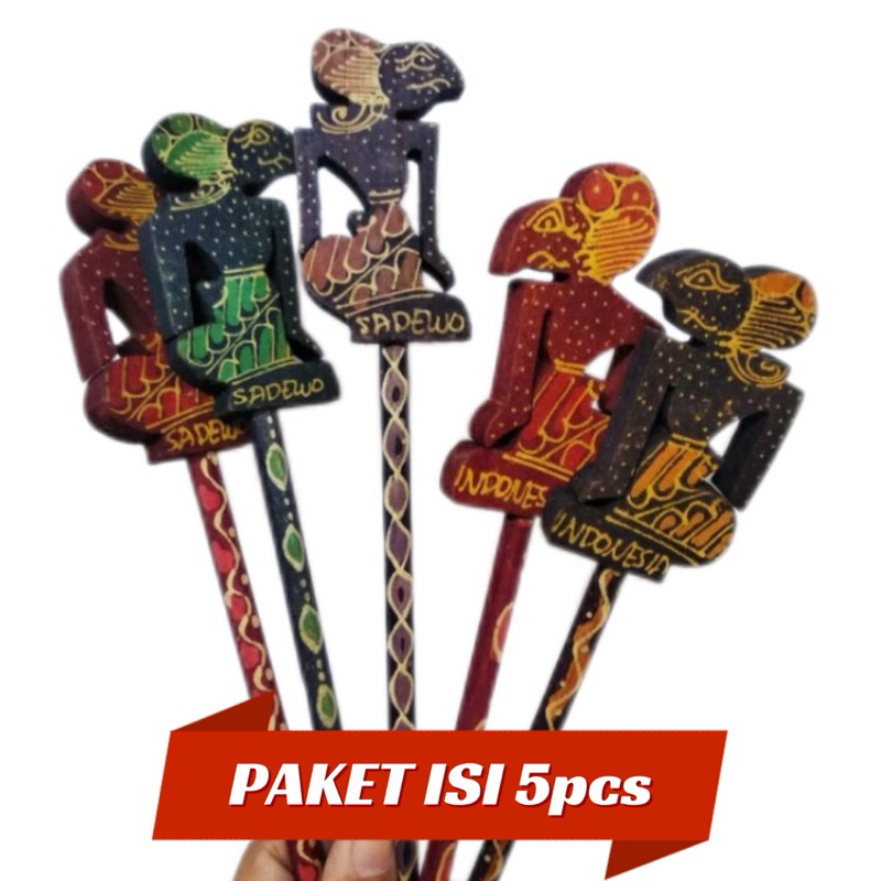 

Pensil wayang kayu batik lukis paket isi 5pcs