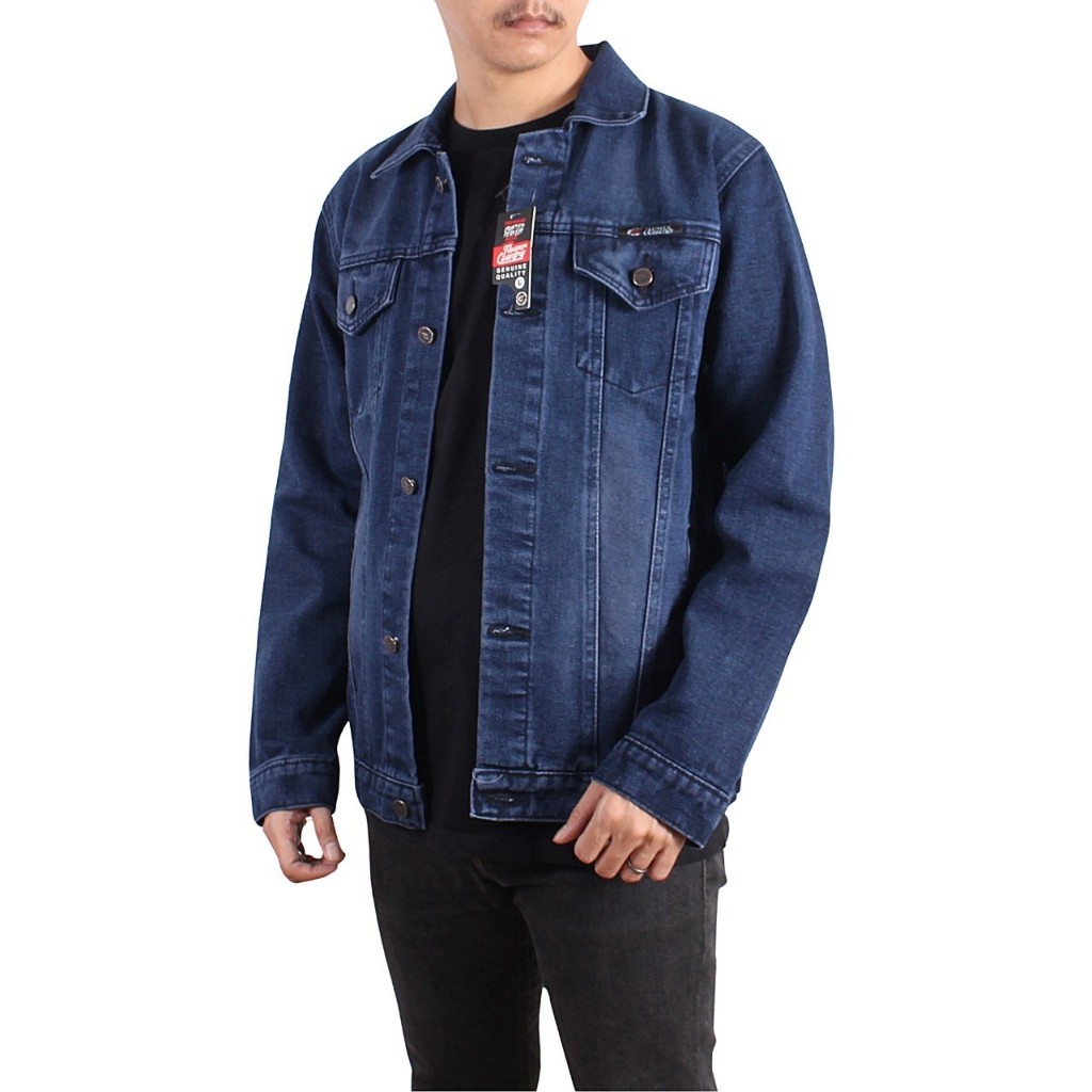 SIXTEEN - Jaket Jeans Retro Casual Kerah Pria Full Kancing Bahan Denim Flower Country Original