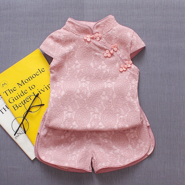 Segera belanja EOBaby L47 Baju Qipao Anak Perempuan  Baju Cheongsam Merah Pink Anak Perempuan  Baju 