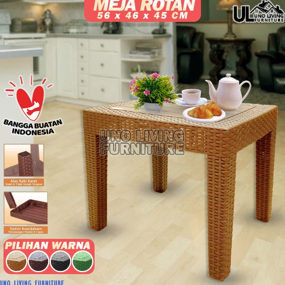 Top Produk Meja plastik meja tamu meja kopi meja teras motif rotan TABITHA Original