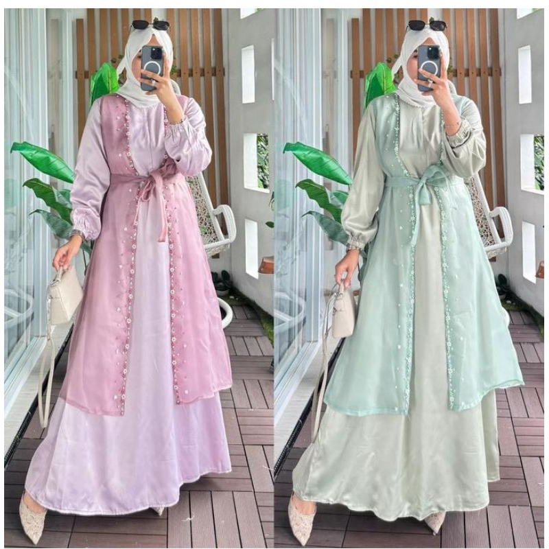 gamis organza/dress set 2in1 /organza dress