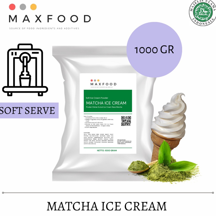 

Terbaru 33 MAXFOOD Soft Matcha Ice Cream Powder Bubuk Es Krim Rasa Matcha 1 Kg