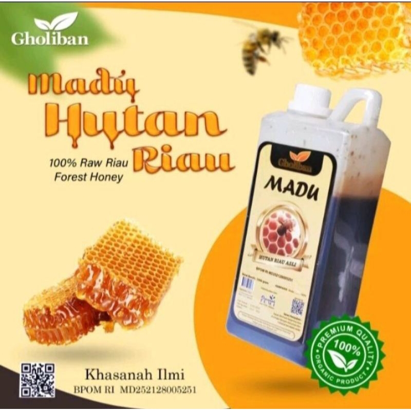 

Madu Hutan Riau Gholiban 1kg dgn Royal jelly beepolen Di Jamin Original ( Kemasan Baru)