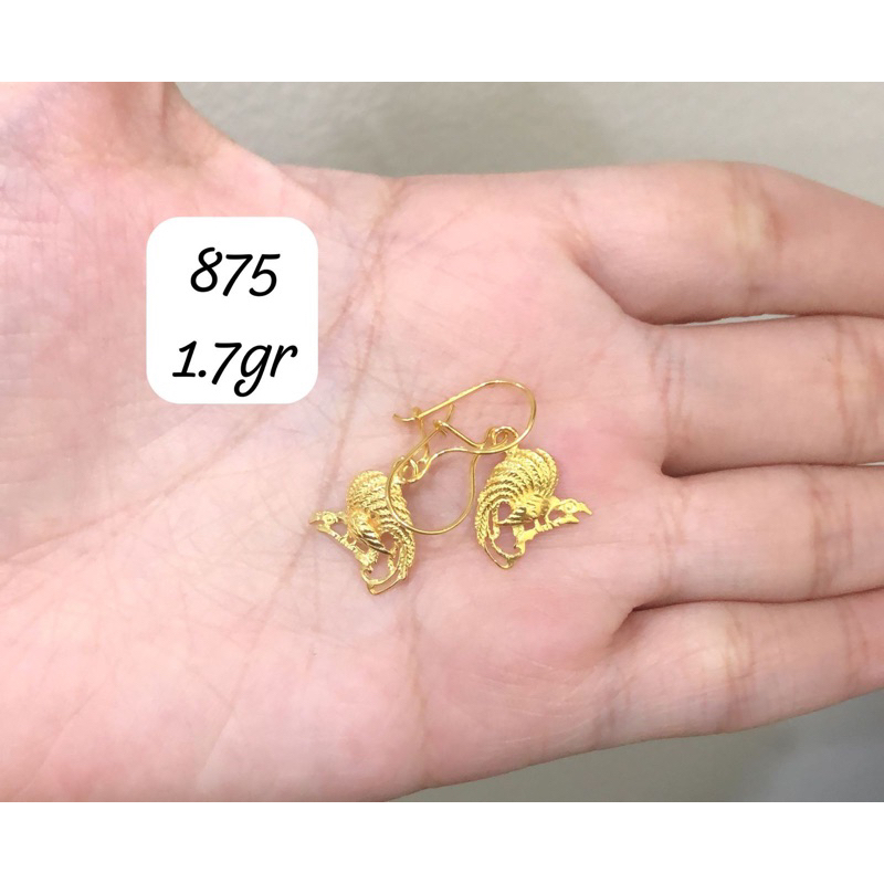 anting emas asli kadar 875 cendrawasih