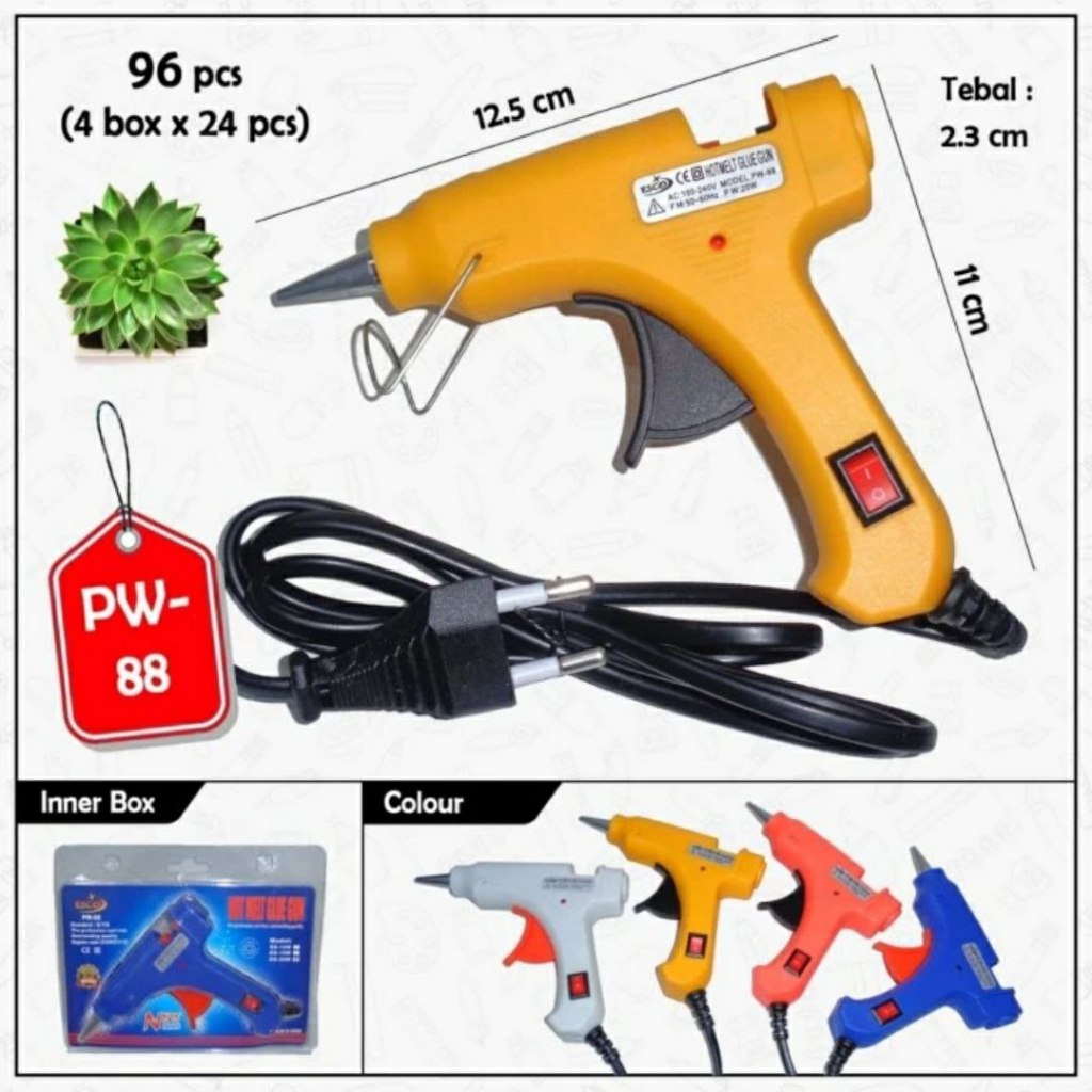 

Alat lem tembak kecil Hot Melt Glue Gun on off 7 mm 20 w - Orange