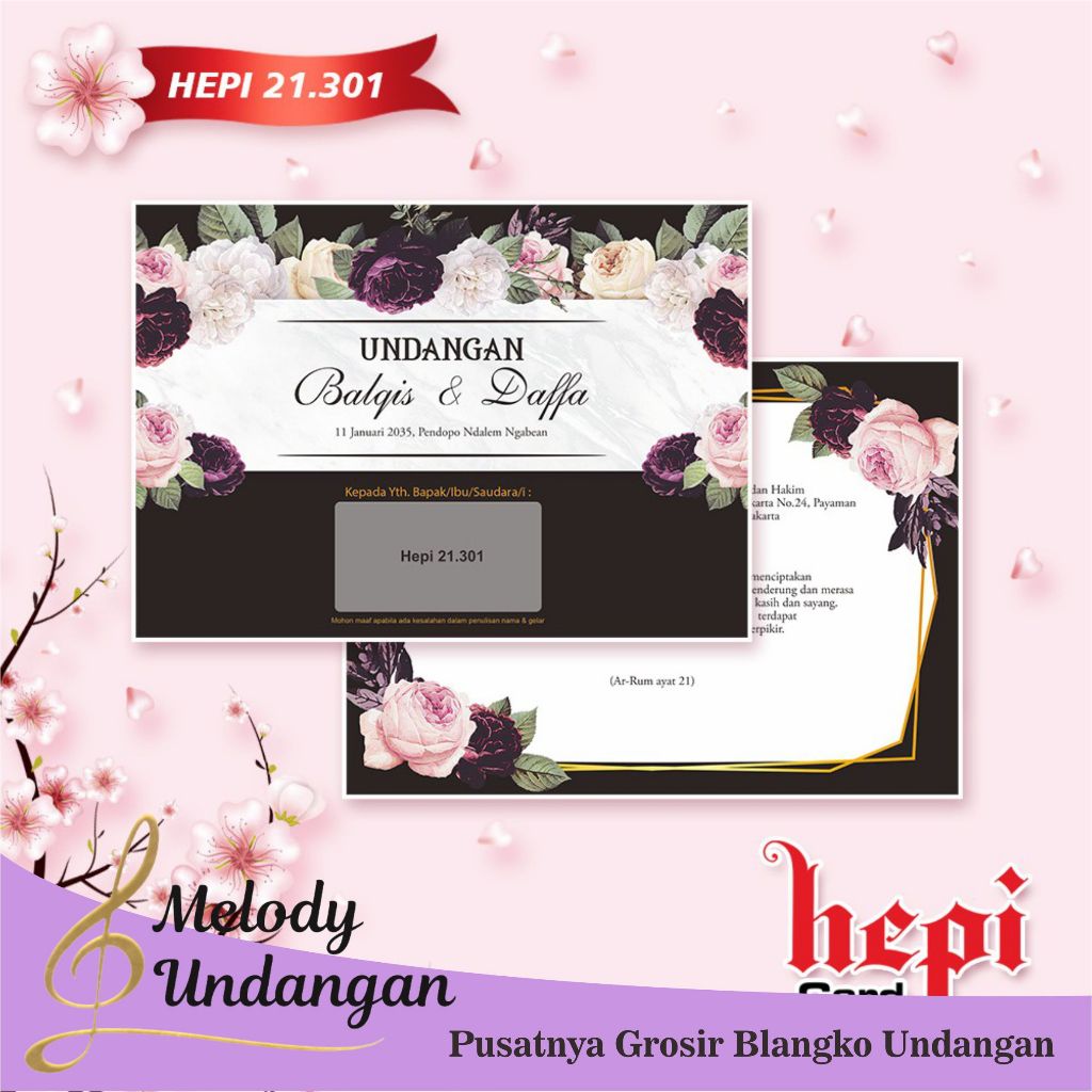 Blangko Undangan atau Kertas Undangan Pernikahan HEPI 301 Terbaru Langsung dari Produsen dengan baha