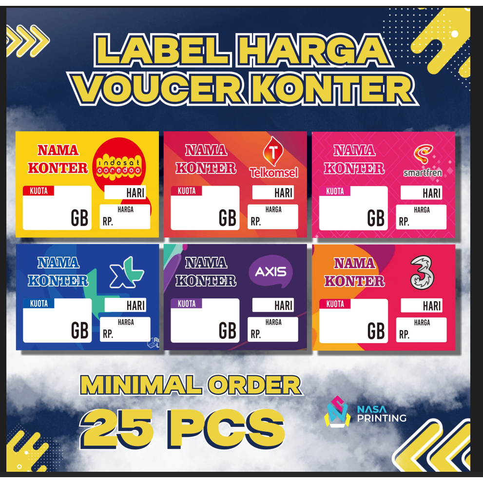 Label Harga Voucher Konter/ Display Etalase Konter / Model Lanskap