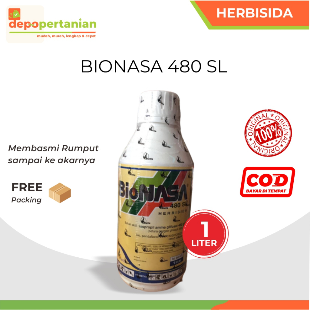 Depo Pertanian - Herbisida Bionasa 480 SL 1 Liter Racun Rumput Obat Pembasmi Gulma Tanaman