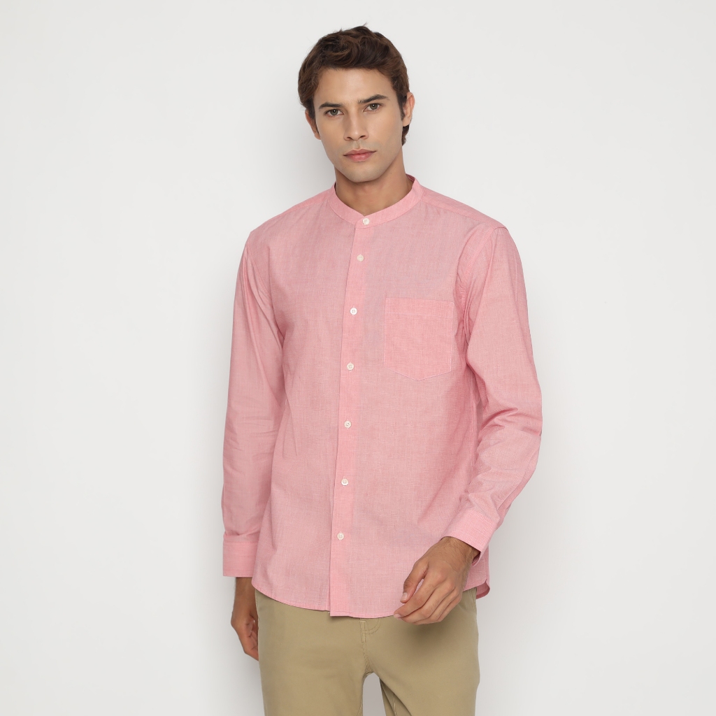 Platini Kemeja Koko Pria Lengan Panjang Katun Pink 961274