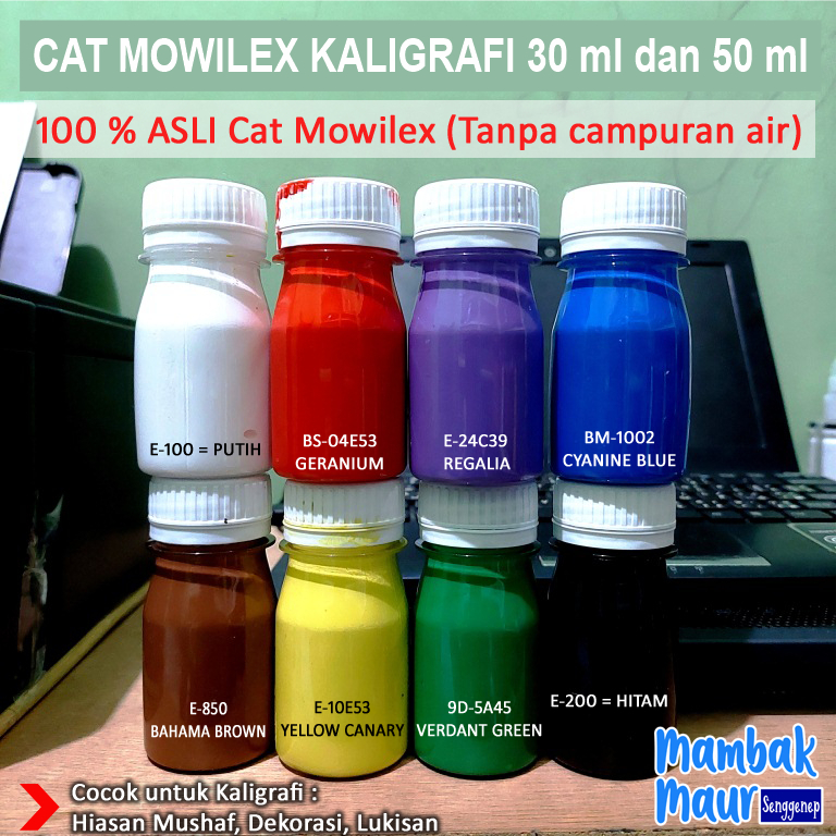 Cat Akrilik 100% Mowilex untuk Lukis Kaligrafi Dekorasi Hiasan Mushaf Ukuran Botol 30 dan 50 ml