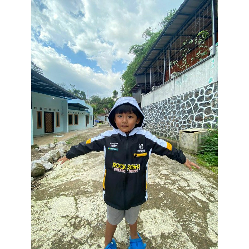 Jaket Waterproof Anak Husqvarna Rockstar - Jaket trail anak - Jaket anak anti air - kids Jaket Water
