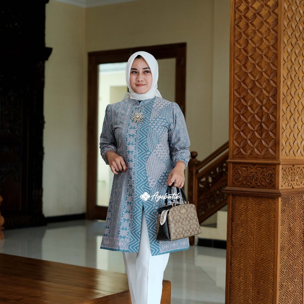 TUNIK BATIK WANITA MOTIF TORAJA MINT