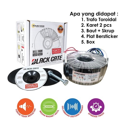 Trafo Travo Toroid 10A 47V 56V Donat BOMBARDIR BLACK GATE 10 Ampere CT-47V CT-56V Blackgate