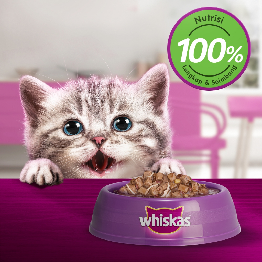 Whiskas Tasty Mix Gravy Makanan Kucing Basah Pouch Junior 70 gr - Isi 7