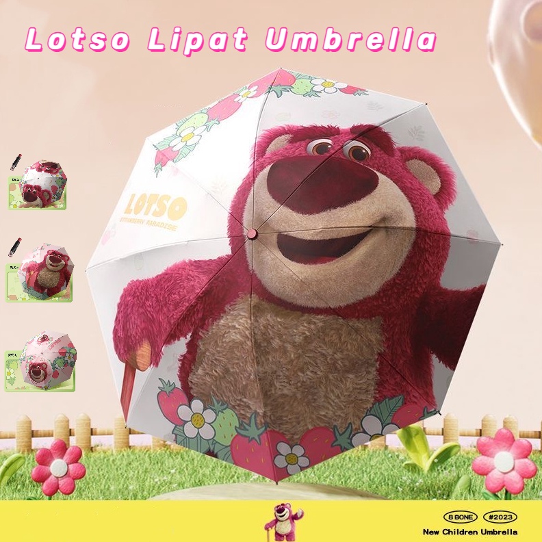 GROSIR Payung Lipat Lotso Motif Folding Umbrella Payung Otomatis Buka Tutup Anti UV Payung Kecil Lip