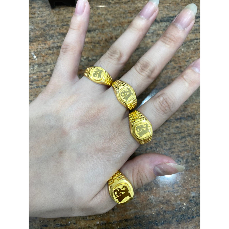 Cincin Arloji Huruf Inisial Emas Asli Kadar 700 dan 875