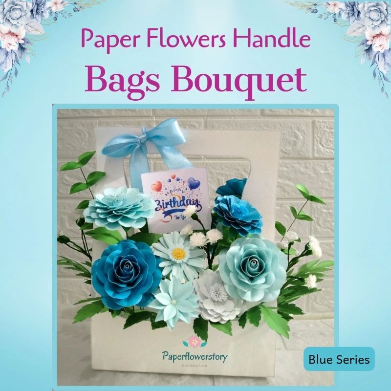 Paper Flowers Handle Bags Bouquet Kado Buket Tas Bunga