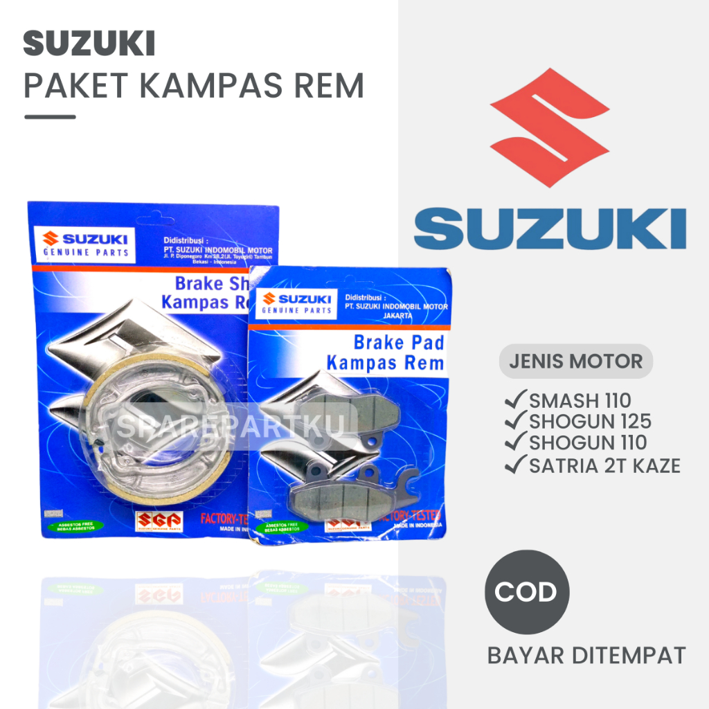 SUZUKI PAKET KAMPAS REM DEPAN BELAKANG SMASH / SHOGUN 110 / SHOGUN 125 / SATRIA 2 T / KAMPAS REM TRO