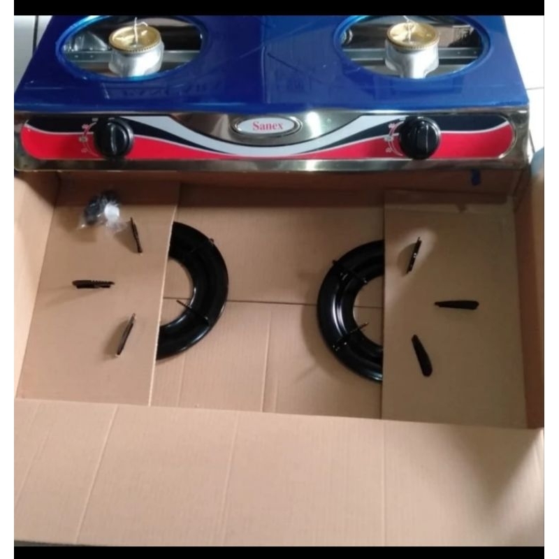 kompor gas 2 tungku Sanex 608 stenlis Sanex 2 tungku