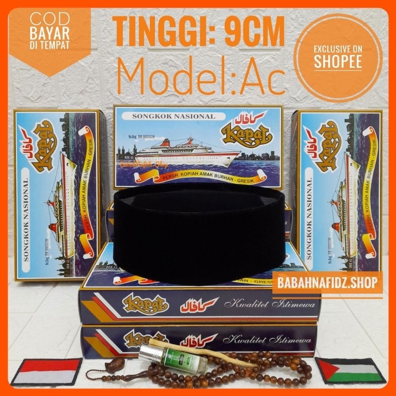 CAP KAPAL AC Peci Songkok Kopiah Nasional Hitam Bludru Halus