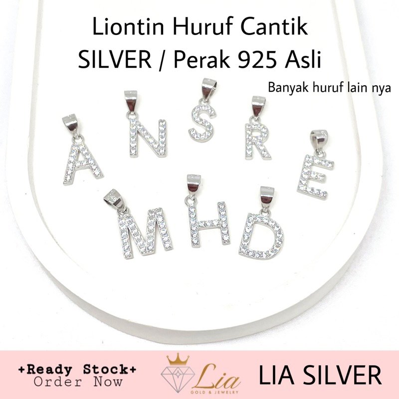 Liontin Huruf SILVER 925 - Perak Lapis Emas Putih